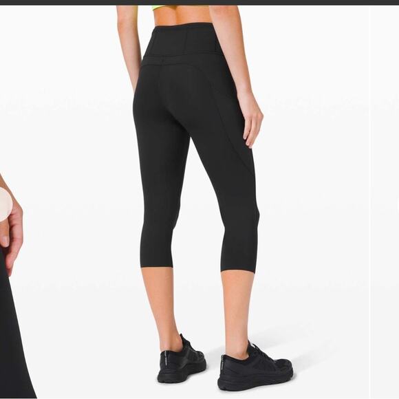Lululemon Fast and Free Crop II 19" Non-Reflective Cool Black
